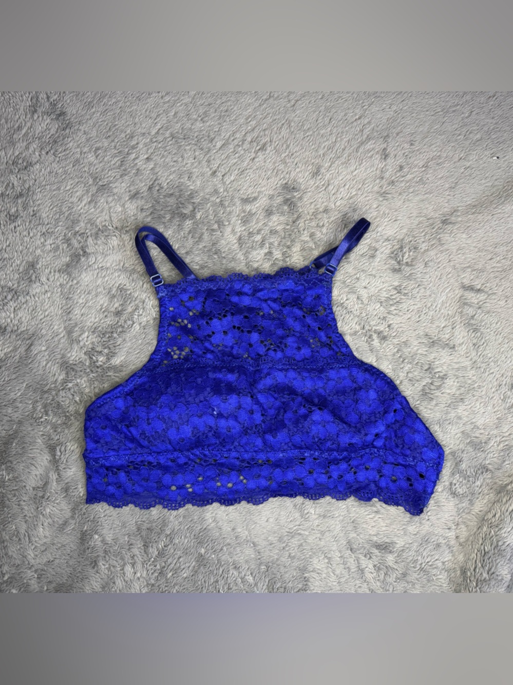 Blue Lace High-Neck Bralette Tank Top